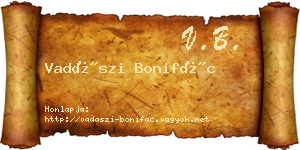 Vadászi Bonifác névjegykártya